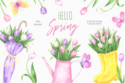 Hello Spring Watercolor Collection