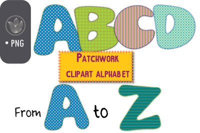 Patched quilt alphabet, png Clip art, Stitch effect letters