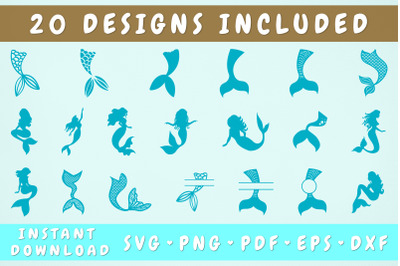 Mermaid SVG Bundle - 20 Designs&2C; Mermaid Tail SVG