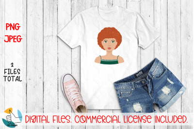 Girl portrait PNG, JPEG files. Woman face clipart. Female portrait.