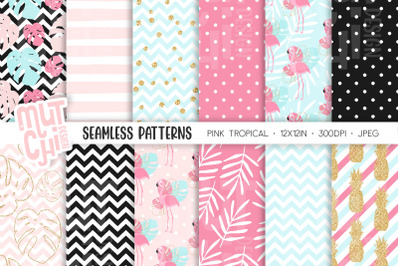Tropical Flamingo Seamless Pattern 02 Graphic