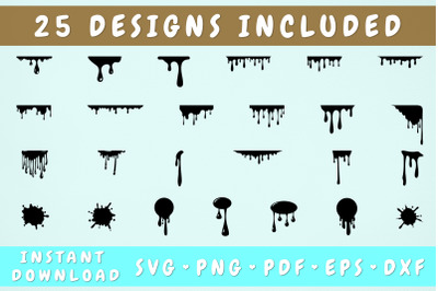 Dripping borders SVG Bundle - 25 Designs&2C; Cricut Cut Files