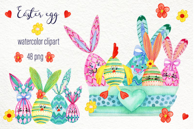 Easter egg scene generator watercolor clipart