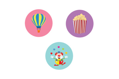 Amusement Parks air ballon Icon Bundle