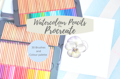 Watercolour Pencils Procreate Brushes  colour palette/ swatch