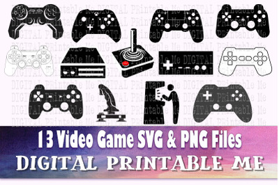 Video Game svg, Gamer silhouette bundle, PNG, clip art, 13 Digital fil