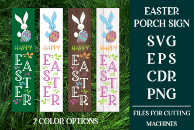 Happy Easter. Porch Sign with cute Bunny SVG