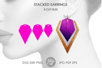 Teardrop earrings SVG template, stacked earrings