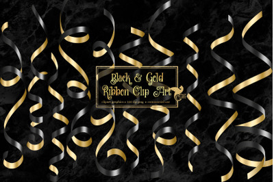 Black and Gold Ribbon Clipart