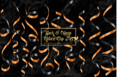 Black and Orange Ribbon Clipart