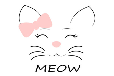 Cat svg&2C;  cat svg with bow&2C; Cute  cat svg&2C;  cat clip art&2C;  cat svg des