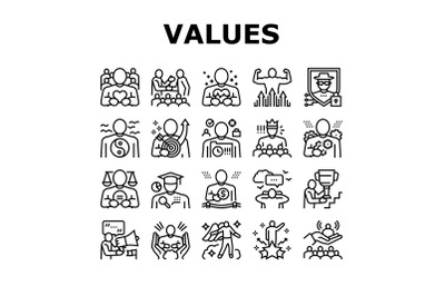 Values Human Life Collection Icons Set Vector