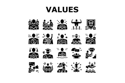 Values Human Life Collection Icons Set Vector