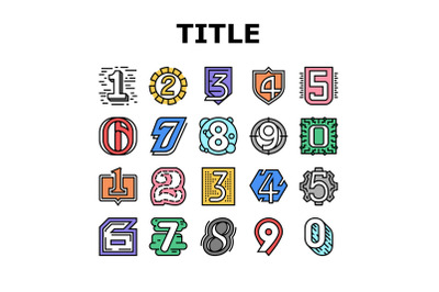 Numbers Numeral Title Collection Icons Set Vector