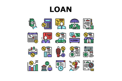 Loan Financial Credit Collection Icons Set Vector