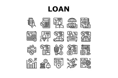 Loan Financial Credit Collection Icons Set Vector