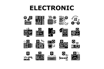 Electronic Repair Collection Icons Set Vector