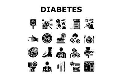 Diabetes Treatment Collection Icons Set Vector