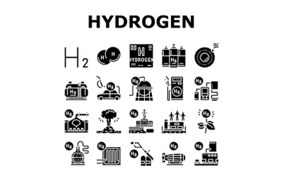 Hydrogen Industry Collection Icons Set Vector