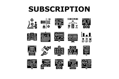 Subscription Content Collection Icons Set Vector