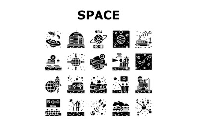 Space Base New Home Collection Icons Set Vector