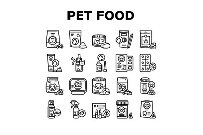 Pet Products Food Collection Icons Set Vector