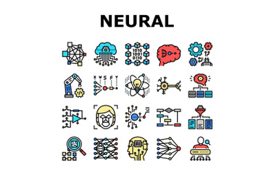 Neural Network And Ai Collection Icons Set Vector