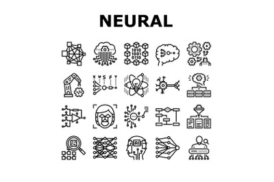 Neural Network And Ai Collection Icons Set Vector