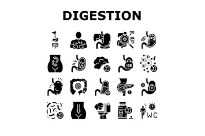 Digestion Disease And Treatment Icons Set Vector