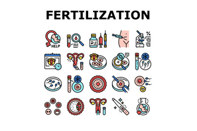 Fertilization Treat Collection Icons Set Vector