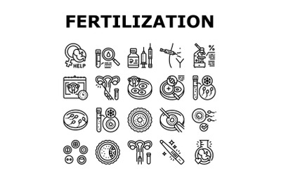 Fertilization Treat Collection Icons Set Vector