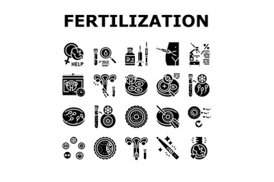 Fertilization Treat Collection Icons Set Vector