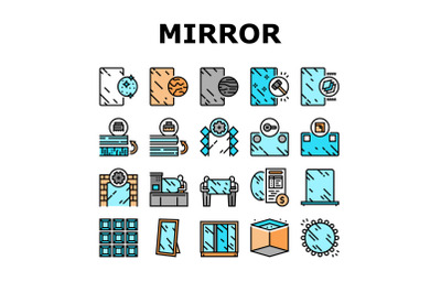 Mirror Installation Collection Icons Set Vector