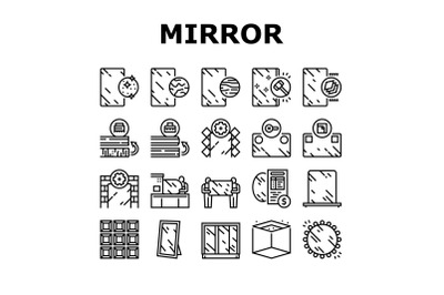 Mirror Installation Collection Icons Set Vector