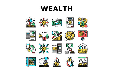 Wealth Finance Capital Collection Icons Set Vector