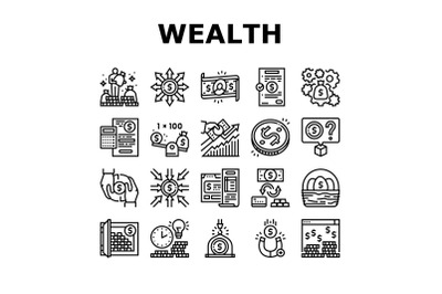 Wealth Finance Capital Collection Icons Set Vector