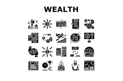 Wealth Finance Capital Collection Icons Set Vector