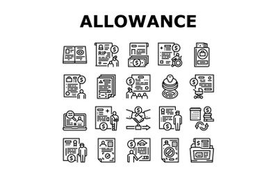 Allowance Finance Help Collection Icons Set Vector