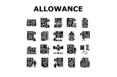 Allowance Finance Help Collection Icons Set Vector