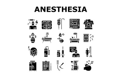 Anesthesiologist Tool Collection Icons Set Vector