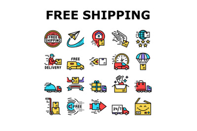 Free Shipping Service Collection Icons Set Vector