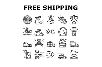 Free Shipping Service Collection Icons Set Vector