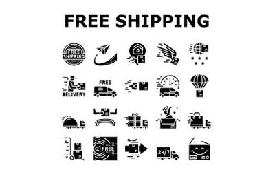 Free Shipping Service Collection Icons Set Vector