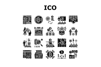 Ico Initial Coin Offer Collection Icons Set Vector