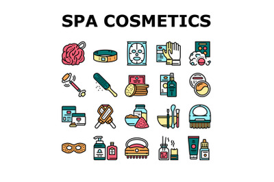 Spa Cosmetics Beauty Collection Icons Set Vector