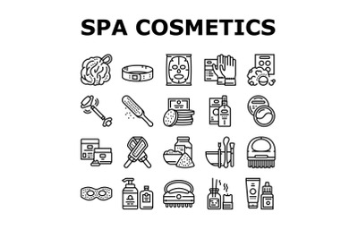 Spa Cosmetics Beauty Collection Icons Set Vector