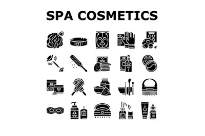 Spa Cosmetics Beauty Collection Icons Set Vector