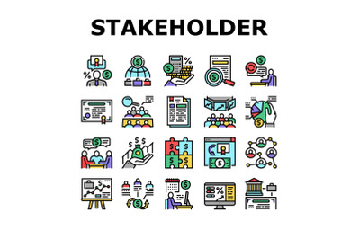 Stakeholder Business Collection Icons Set Vector