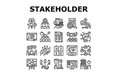 Stakeholder Business Collection Icons Set Vector