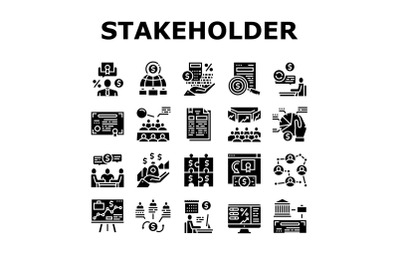 Stakeholder Business Collection Icons Set Vector